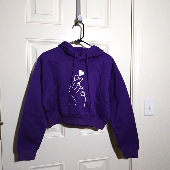 Shein Purple Cropped Hoodie - Picture 1 of 5